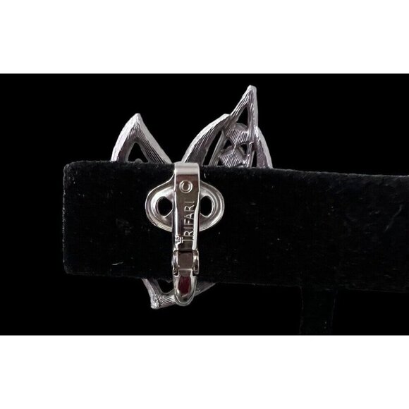 Trifari Necklace Bracelet Clip On Earrings Set Silver Tone Faux Rhinestones - Picture 11 of 11